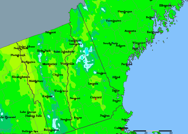 The State of New Hampshire Yearly Average Precipitation